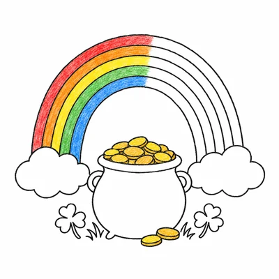Rainbow & Pot of Gold (St. Patrick's) coloring pages Rainbow & Pot of Gold (St. Patrick's) coloring pages