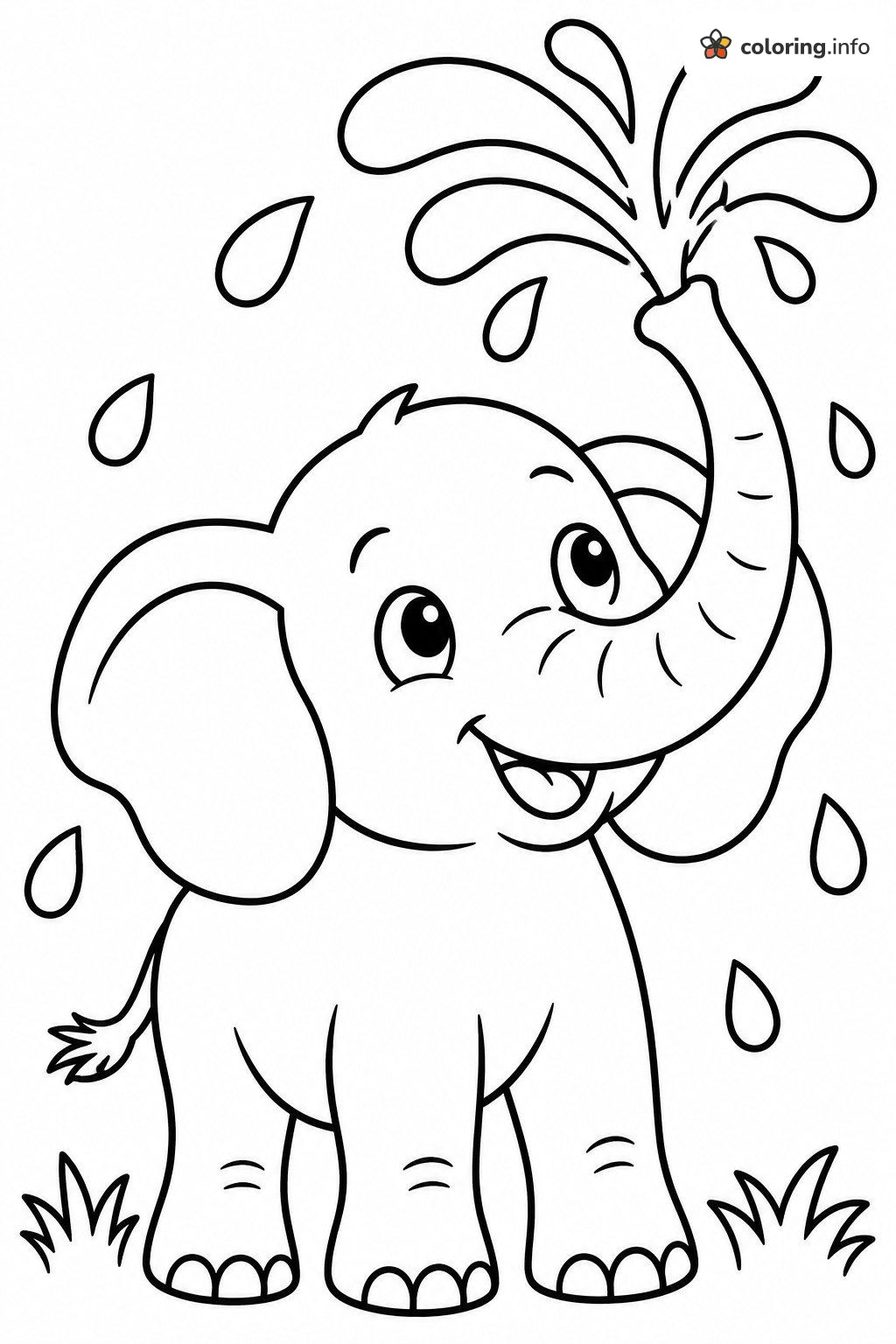 Elephant Calf with Trunk Up Making a Big Splash: Animals to Color Elephant Calf with Trunk Up Making a Big Splash: Animals to Color