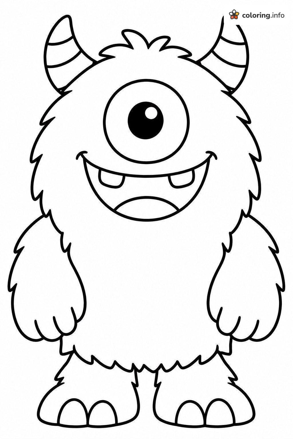Friendly Furry One-Eyed Halloween Monster coloring page Friendly Furry One-Eyed Halloween Monster coloring page