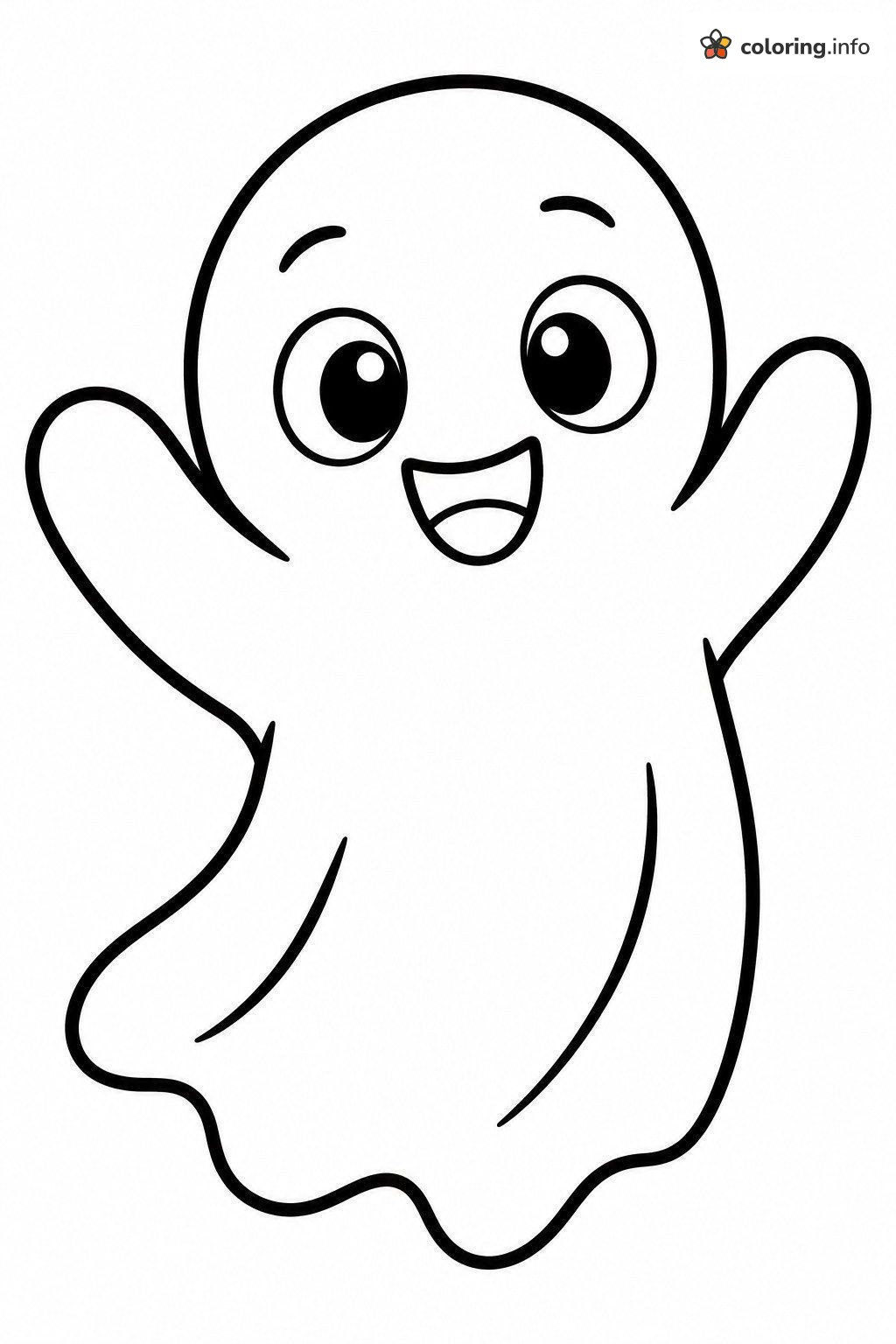 Little Ghost Cheering With Arms Up for Halloween coloring page Little Ghost Cheering With Arms Up for Halloween coloring page