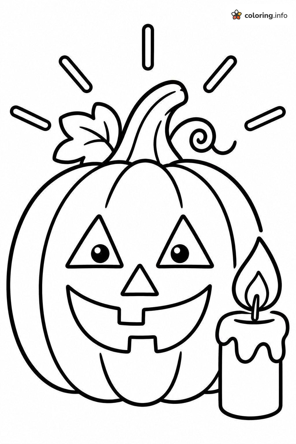 Smiling Halloween Jack-o'-Lantern with a Lit Candle coloring page Smiling Halloween Jack-o'-Lantern with a Lit Candle coloring page