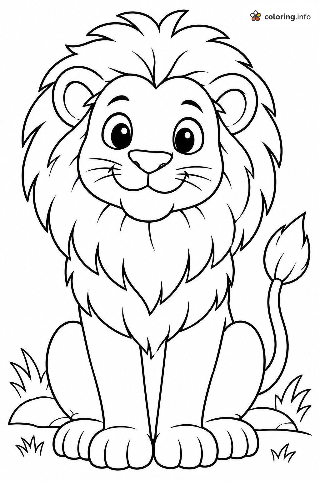 Friendly Lion with a Fluffy Mane, Animals Coloring Sheet Friendly Lion with a Fluffy Mane, Animals Coloring Sheet