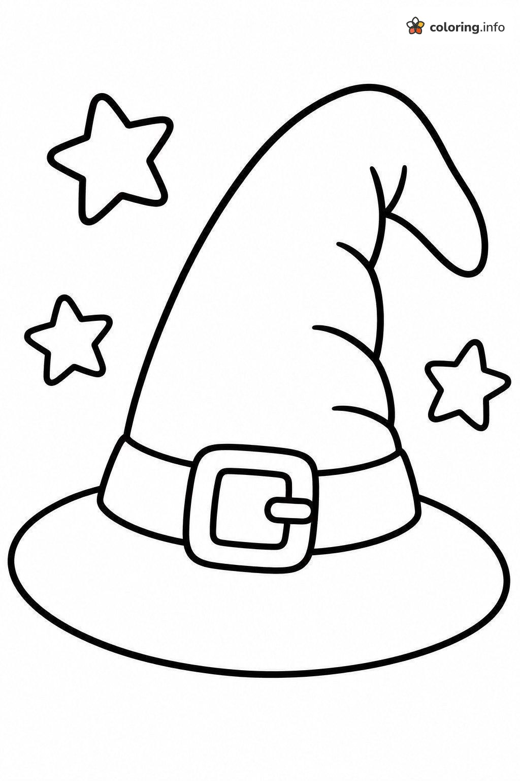 Halloween Witch Hat with Big Buckle and Stars coloring page Halloween Witch Hat with Big Buckle and Stars coloring page