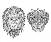 adult africa heads monkey lion