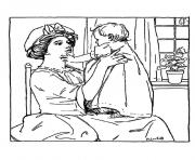 adult vintage drawing mother and girl