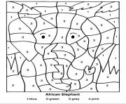color by numbers african elephant
