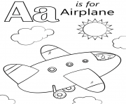 letter a is for airplane coloring pages