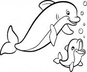 Dolphin and Her Baby with Bubbles