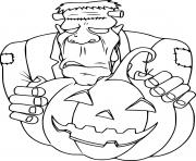 Frankenstein Hides Behind a Pumpkin