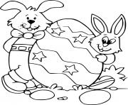 Two Easter Bunnies and a Big Egg